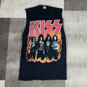 Vintage Kiss World Tour 96-97‎ Muscle Tank Cutoff T Shirt Mens Size Large Black